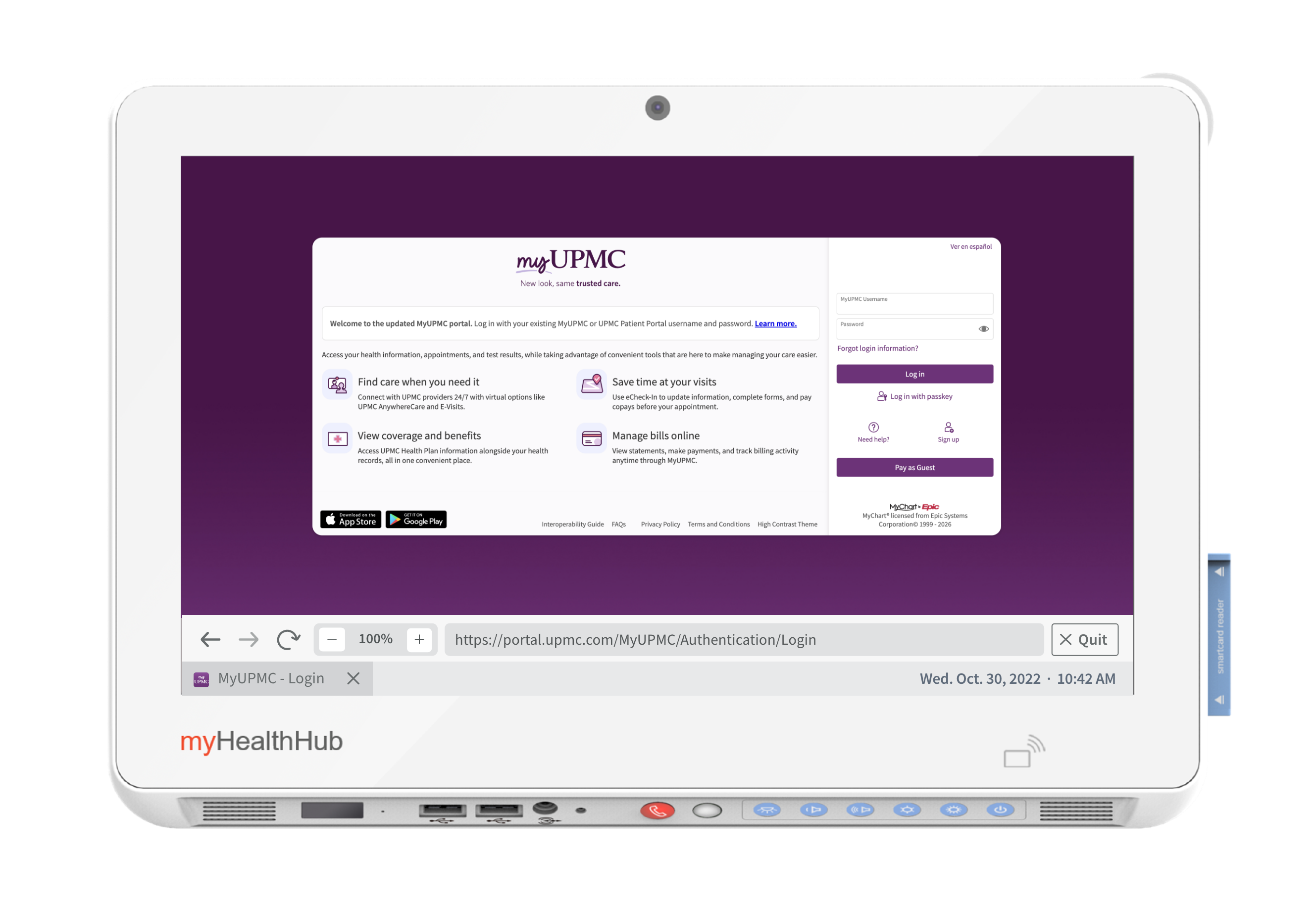 Bedside terminal showing the redesigned application navigation